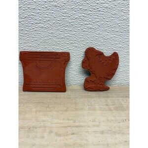 Vtg Set Of 2 Unmounted Rubber Stamps Typerwriter & Road Runner